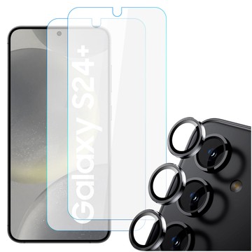 2x Szkło hartowane na ekran + szkło na obiektyw do Samsung Galaxy S24+ Plus zestaw szkieł ochronnych Clear Set