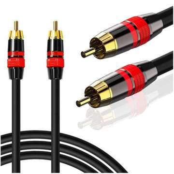 3m Kabel RCA do RCA (cinch) przewód Subwoofer premium MOZOS czarno-czerwony pozłacane wtyki