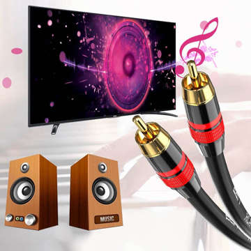 3m Kabel RCA do RCA (cinch) przewód Subwoofer premium MOZOS czarno-czerwony pozłacane wtyki