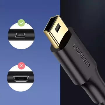 5-pinowy pozłacany kabel UGREEN USB - mini USB 0,5m czarny (US132)