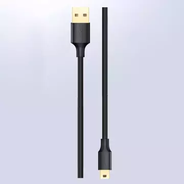 5-pinowy pozłacany kabel UGREEN USB - mini USB 0,5m czarny (US132)