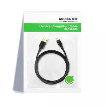 5-pinowy pozłacany kabel UGREEN USB - mini USB 0,5m czarny (US132)