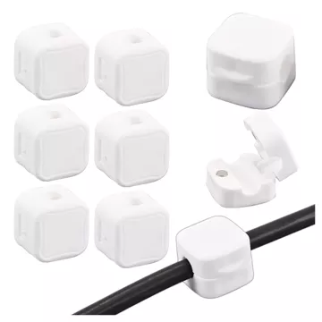 6x Uchwyt magnetyczny na kable Alogy Magnetic Cable Holder 6-pack organizacja kabli do biurka szafki ściany Białe