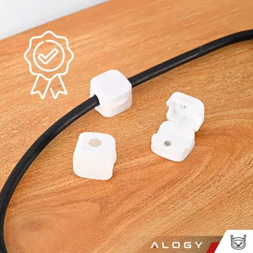 6x Uchwyt magnetyczny na kable Alogy Magnetic Cable Holder 6-pack organizacja kabli do biurka szafki ściany Białe