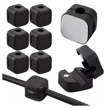 6x Uchwyt magnetyczny na kable Alogy Magnetic Cable Holder 6-pack organizacja kabli do biurka szafki ściany Czarne