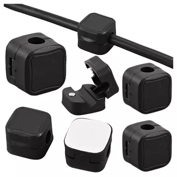 6x Uchwyt magnetyczny na kable Alogy Magnetic Cable Holder 6-pack organizacja kabli do biurka szafki ściany Czarne