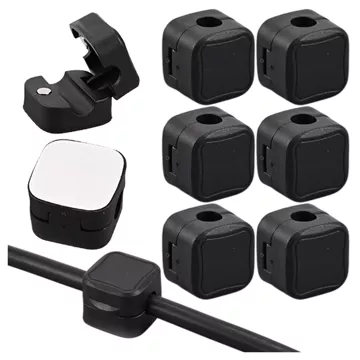 6x Uchwyt magnetyczny na kable Alogy Magnetic Cable Holder 6-pack organizacja kabli do biurka szafki ściany Czarne