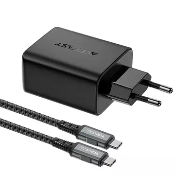 Acefast 2w1 ładowarka sieciowa GaN 65W USB Typ C / USB, adapter przejściówka HDMI 4K@60Hz (zestaw z kablem) czarny (A17 black)