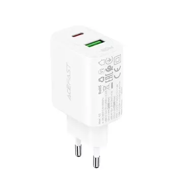 Acefast ładowarka sieciowa USB Typ C / USB 20W, PPS, PD, QC 3.0, AFC, FCP biały (A25 white)