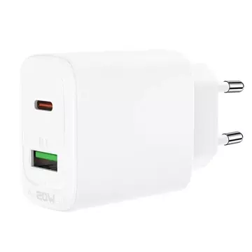 Acefast ładowarka sieciowa USB Typ C / USB 20W, PPS, PD, QC 3.0, AFC, FCP biały (A25 white)