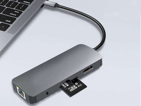 Adapter Alogy HUB 9w1 HDMI 4K RJ45 USB-C PD 3xUSB AV SD/TF/microSD