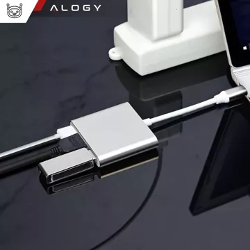 Adapter HUB 3w1 Alogy przejściówka USB-C 3.0 HDMI USB-A Srebrny