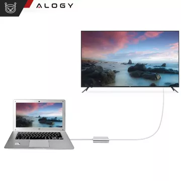 Adapter HUB 3w1 Alogy przejściówka USB-C 3.0 HDMI USB-A Srebrny