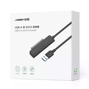 Adapter UGREEN przejściówka dysku HDD SSD 2,5'' SATA III 3.0 - USB 3.2 Gen 1 (SuperSpeed USB 5 Gbps) czarny (70609 CM321)