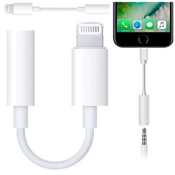 Adapter audio Lightning do mini jack 3.5mm do iPhone Przejściówka J-002 Biała