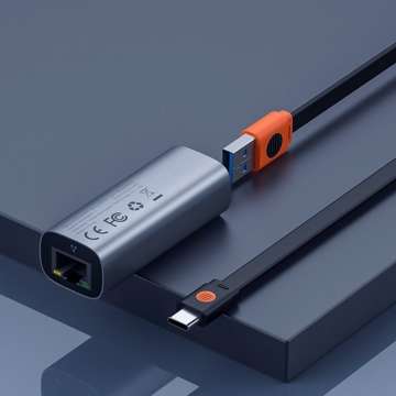 Adapter sieciowy Baseus Steel Cannon USB USB-C LAN Gigabit 1000Mbps Szary