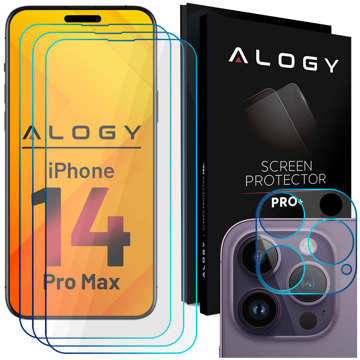 Alogy Glass Pack 3x Szkło hartowane na ekran 9h + Szkło na obiektyw do Apple iPhone 14 Pro Max