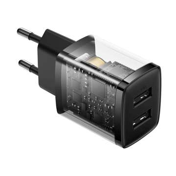 BASEUS Compact Ładowarka sieciowa 2x USB 10.5W Czarny