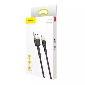 Baseus Cafule Cable wytrzymały nylonowy kabel przewód USB / Lightning QC3.0 1.5A 2M czarno-złoty (CALKLF-CV1)