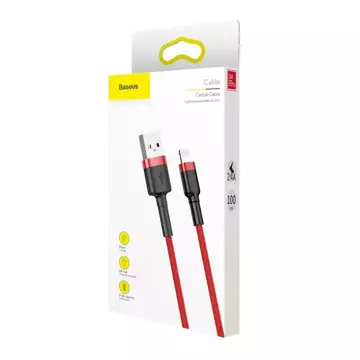 Baseus Cafule Cable wytrzymały nylonowy kabel przewód USB / Lightning QC3.0 2.4A 1M czerwony (CALKLF-B09)