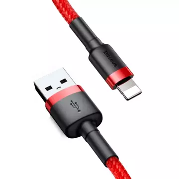 Baseus Cafule Cable wytrzymały nylonowy kabel przewód USB / Lightning QC3.0 2.4A 1M czerwony (CALKLF-B09)