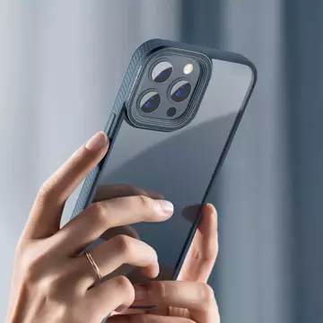 Baseus Crystal Phone Case pancerne etui do iPhone 13 Pro Max z żelową ramką niebieski (ARJT000803)