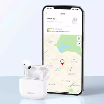 Baseus E3 bezprzewodowe słuchawki Bluetooth 5.0 TWS douszne wodoodporne IP64 biały (NGTW080002)