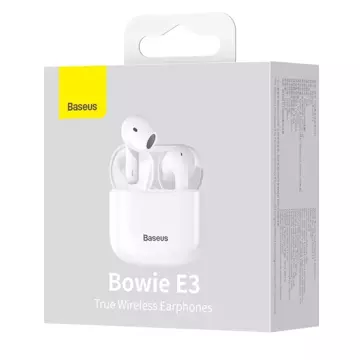 Baseus E3 bezprzewodowe słuchawki Bluetooth 5.0 TWS douszne wodoodporne IP64 biały (NGTW080002)