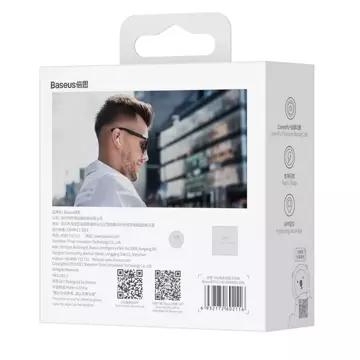 Baseus E3 bezprzewodowe słuchawki Bluetooth 5.0 TWS douszne wodoodporne IP64 biały (NGTW080002)