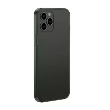 Baseus Frosted Glass Case Sztywne etui z elastyczną ramką iPhone 12 Pro Max Ciemnozielony (WIAPIPH67N-WS06)