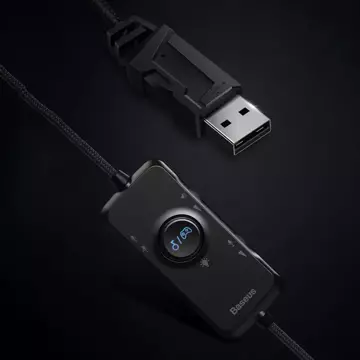 Baseus GAMO wokółuszne słuchawki USB z mikrofonem i pilotem dla graczy szary (NGD05-01)
