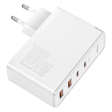 Baseus GaN2 Pro szybka ładowarka sieciowa 100W USB / USB Typ C Quick Charge 4+ Power Delivery biały (CCGAN2P-L02)