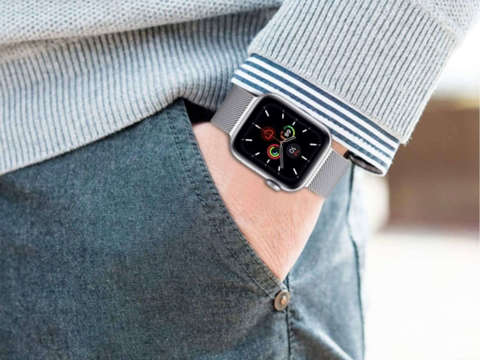 Bransoleta Milanese pasek Alogy do Apple Watch 38/40/41mm srebrna