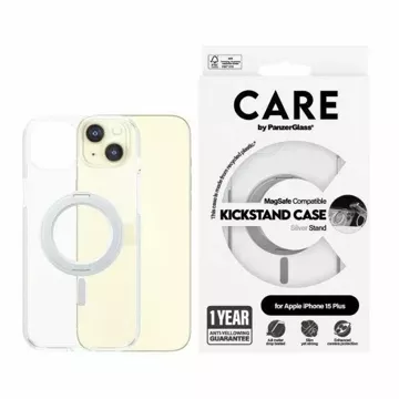 CARE by PanzerGlass Kickstand CaseiPhone 15 Plus 6,7" MagSafe srebrny/silver 1416