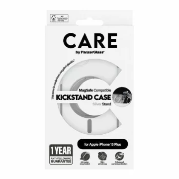 CARE by PanzerGlass Kickstand CaseiPhone 15 Plus 6,7" MagSafe srebrny/silver 1416