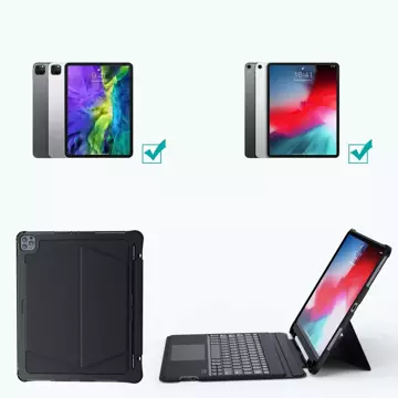Choetech Keyboard Case etui pokrowiec do iPad Pro 12.9 2020 / 2021 / 2022 / iPad Air 13 2024 bezprzewodowa klawiatura Bluetooth czarny (BH-015)