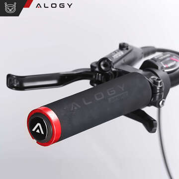 Chwyty gripy rowerowe rączki do kierownicy roweru ergonomiczne antypoślizgowe redukujące wibracje na rower Alogy [2szt.]  Czarno-Czerwone