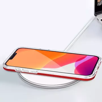 Clear 3in1 etui do iPhone 13 Pro Max żelowy pokrowiec z ramką czerwony