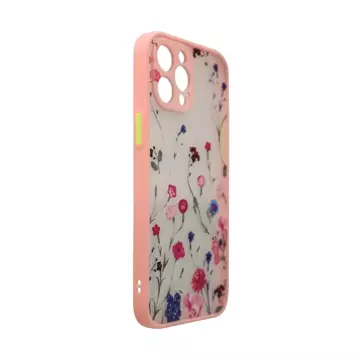 Design Case etui do iPhone 12 Pro pokrowiec w kwiaty różowy