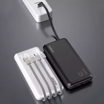 Dudao K6Pro uniwersalny powerbank 10000mAh z kablem USB, USB Typ C, Lightning biały (K6Pro-white)