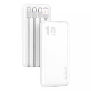 Dudao K6Pro uniwersalny powerbank 10000mAh z kablem USB, USB Typ C, Lightning biały (K6Pro-white)