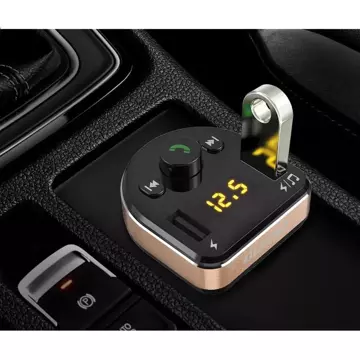 Dudao Transmiter FM Bluetooth ładowarka samochodowa MP3 3.1 A 2x USB czarny (R2Pro black)