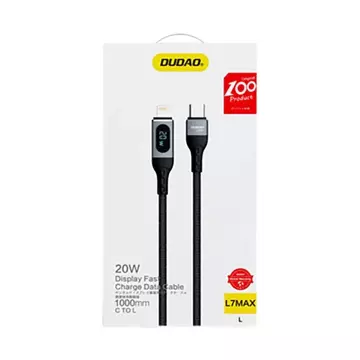 Dudao kabel USB Typ C - Lightning szybkie ładowanie PD 20W czarny (L7MaxL)