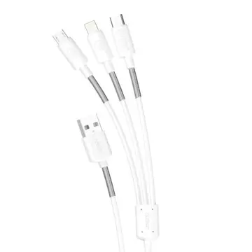 Dudao kabel przewód 3w1 USB - Lightning / USB Typ C / micro USB 1,2m 4A biały (L8s white)