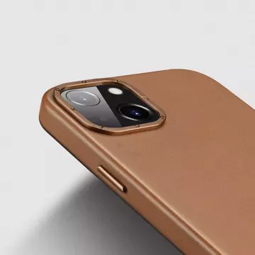 Dux Ducis Grit skórzane etui do iPhone 14 Plus elegancki pokrowiec ze sztucznej skóry (kompatybilne z MagSafe) brązowy
