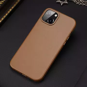 Dux Ducis Grit skórzane etui do iPhone 14 elegancki pokrowiec ze sztucznej skóry (kompatybilne z MagSafe) brązowy