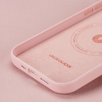 Dux Ducis Grit skórzane etui do iPhone 14 elegancki pokrowiec ze sztucznej skóry (kompatybilne z MagSafe) różowy