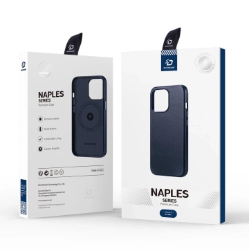 Dux Ducis Naples etui do iPhone 13 Pro skórzany pokrowiec (kompatybilny z MagSafe) niebieski