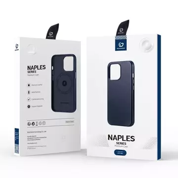 Dux Ducis Naples etui iPhone 14 Plus magnetyczny skórzany pokrowiec MagSafe niebieskie