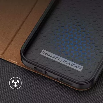 Dux Ducis Skin X2 etui do iPhone 14 pokrowiec z magnetyczną klapką brązowy